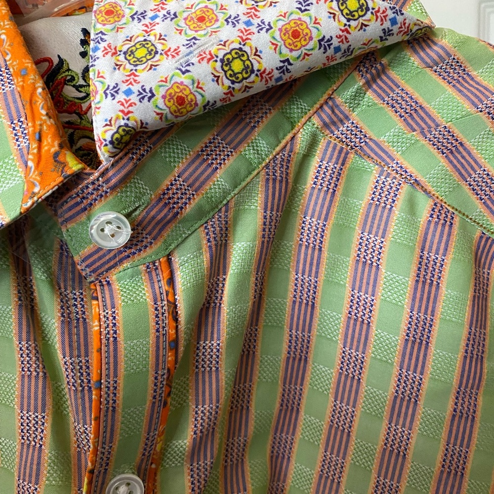Robert Graham Vibrant Orange Patterned Shirt - image 2